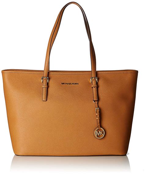 jet set travel saffiano leather top zip tote michael kors